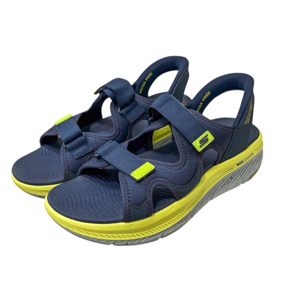 Skechers Navy and Lime Green Sport Sandal - Picture 4 of 10